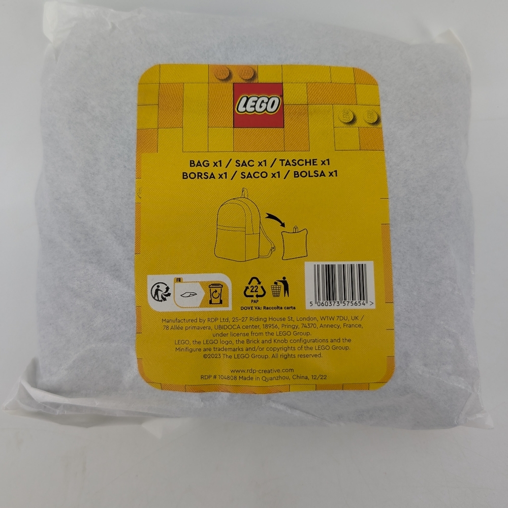 Lego Black Bag Foldable backpack Packable NEW